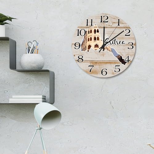 Horloge murale Érythrée sans tic-tac : grande pendule à piles - 3