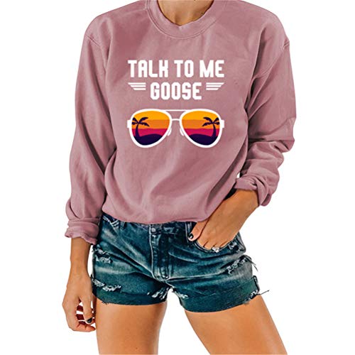 Sweat-shirt à col rond pour femme avec inscription « Talk To Me Goose » - Rouge - Small Cover