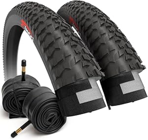 Fincci Fahrradreifen 20 Zoll – 2er Pack Faltbare MTB Reifen 20 x 1.95 Zoll mit 2X 20 Zoll Schrader Schlauch, FahrradMantel 53-406 für Kinder, Teenager & Erwachsene, BMX, City, Road & MTB & Dreirad
