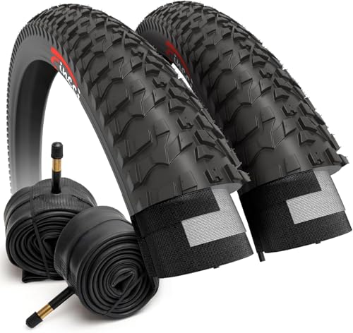 Fincci Fahrradreifen 20 Zoll – 2er Pack Faltbare MTB Reifen 20 x 1.95 Zoll mit 2X 20 Zoll Schrader Schlauch, FahrradMantel 53-406 für Kinder, Teenager & Erwachsene, BMX, City, Road & MTB & Dreirad