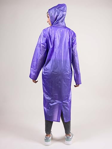 Image of Rupa Rainsuit Women Waterproof PVC Raincoat with Hood & Carry Bag | Lightweight Rainwear for Women with Front Zip | Solid Color | Standard Length | Pack of 1