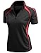 Women's Coolmax 2 Tone Collar Zipup Polo T-Shirt BLACK L