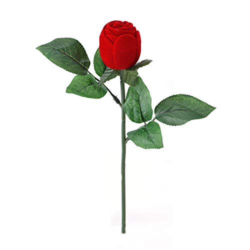 Yosoo Rose Ringschatulle Ring Box Langstielige Blume Schmuckschachtel Ringetuis Ringschachtel für Hochzeit Ringe Valentinstag (1 Stück) Cover