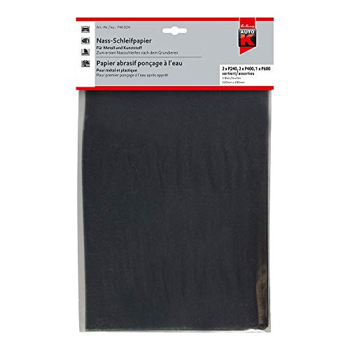 Kwasny Auto-K Nass-Schleifpapier Schleifpapier Kunststoff Metall gemischt 2x P240 2x P400 1x P600 5 Stück