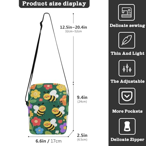 Lovely Safari Bee Flower messenger bag Shoulder Crossover Bag Womens Fashion Purses Adjustable Strap for Shopping Outdoor Daily3