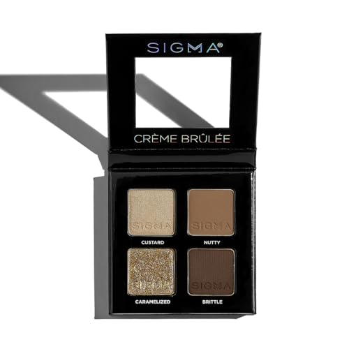 Sigma Beauty Crème Brûlée Eyeshadow Quad — Makeup Eyeshadow Quad with a Buttery Soft Formula and Buildable, Blendable Shades for a Flawless Eye Look, Designed for All Day Wear