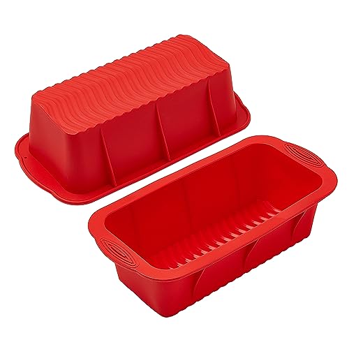 SOV Silicone Bread Loaf Pan,10 * 5 inch,set of 2, Non-Stick Loaf Pan and Easy Release, Ideal for Bread, Toast, Brownie, Homemade Cakes and Quiche Pie, （2 pcs