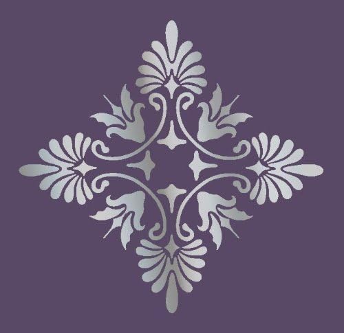 Large Wall Damask Stencil Faux Mural Design #1014 7 x 7