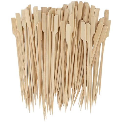 YUENPUN 500 PCS Bamboo Paddle Skewers 18cm, Flat Bamboo Paddle Skewers for Kebabs, Wooden Paddle Picks Cocktail for Barbecue, Burger, Fruit, Buffets Party