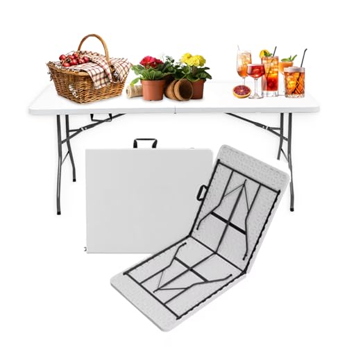 Table de jardin portable 180cm pour repas de famille sur terrasse et camping