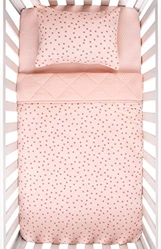 Ely's & Co. Baby Crib Bedding Sets For Girls — Perfect For Toddler Beds — 4 Piece Set Includes Crib Sheet, Quilted Blanket, Crib Skirt, And Baby Pillowcase — Pink Floral Design #TOP2