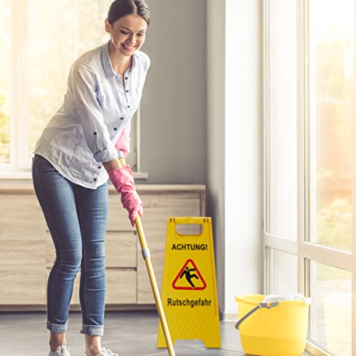 Relaxdays 10025044 Achtung Rutschgefahr Aufsteller, klappbar, Warnschild vor Glätte, beidseitig beschriftet, Hinweisschild, gelb, 1 Stück