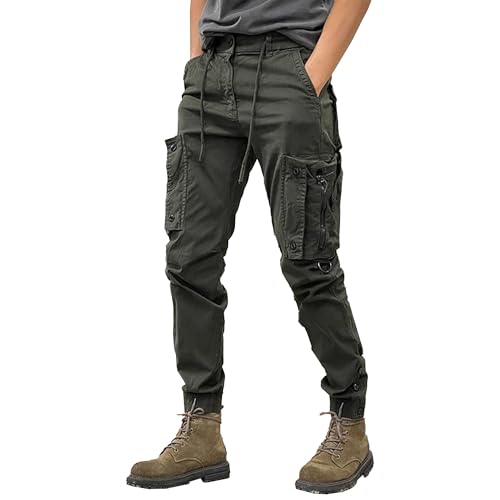 Mens Elastic Waist Workout Pants Comfort Casual Streetwear Cargo Sweatpants Outdoor Casual Work Trousers