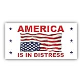 Magnetic America is in Distress Sticker Upside Down US Flag American Magnet White, Indoor and Outdoor Use, for Bumper, Refrigerator, Cruise Door, Car, Truck 7.5x3.75in