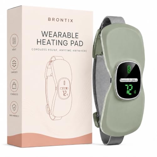 BRONTIX Period Cramp Relief Massager for Women | Cordless Heating Pad | 3 Heat & Massage Modes for Menstrual Pain Relief | Portable Electric Gift for 