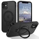 DUEDUE iPhone 12/12 Pro ケース MagSafe対応 アイフォン12/12 Pro ケース マグネット搭載 スタンド機能 120°開閉可能 ブラック 半透明のデザイン 指紋防止 耐衝撃 一体型 薄型 TPUケース 車載ホルダー対応 ワイヤレス充電 全面保護