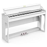 LAGRIMA LG-802 88-Key Beginner Digital Piano with Full-Size Weighted Keys | Muti-functional Piano with 3 Pedals and Bluetooth | Multi-tone Selection - White