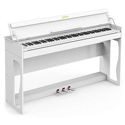 LAGRIMA LG-802 88-Key Weighted Heavy Hammer Action Digital Piano with Full-Size Weighted Keys | Muti-functional Piano with 3 Pedals and Bluetooth | Multi-tone Selection - White