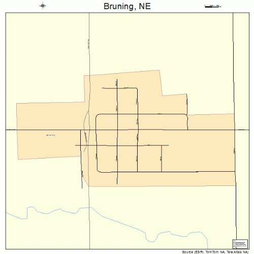 Large Street & Road Map of Bruning, Nebraska NE Printed poster size