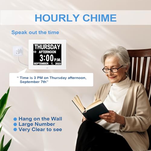 JALL 8" Large Digital Calendar Day Clock for Seniors 2026 - Easy to Read Alzheimer's Dementia Memory Loss Clock for Elderly with IPS Wide Angle，Day & Date, 12 Custom Alarms & Auto-Dimming, White by JALL - Image 4