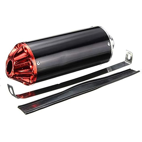 HERIS Aluminum Red 28mm Motorcycle Exhaust Muffler With Clamp For 50cc 70cc 90cc 110cc 125cc Chinese Pit Trail Dirt Bike Mini Motocross Motorcycle CRF50 XR50 KLX Coolster SSR Thumpstar Lifan Cover