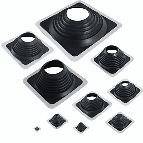 FOLNET Rohrmanschette Dachdurchführung Kabel- Rohrdurchführung Dichtungsflansch für Blechdachdeckungen EPDM 3 bis 724 mm Blechpfannen Trapezblech Doppelstehfalz (EPDM quadratisch, 6 mm - 146 mm)