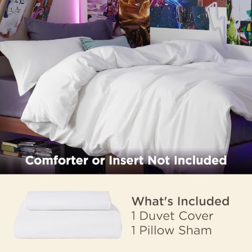 Image of Bedsure Duvet Cover Twin /Twin XL Size - Soft Double Brushed Bedding Set for Kids & Adults, Zipper Closure, 2 Pieces, Includes 1 Duvet Cover (68 inchx90 inch) & 1 Pillow Sham, NO Comforter, White