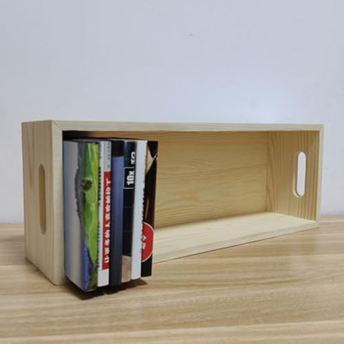 Natural Pine Wood CD Storage Box - Desktop DVD & Game Disc Display Rack - Large Capacity for 30-35 CD Jewel Cases - Stylish Collection Holder (40x15x10 cm)