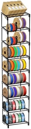 Razzi Fidel 9-Tier Modular 3D Printer Filament Storage Rack – Metal Spool Holder, Holds up to 54×1kg Spools, Customizable Tiers, Tool-Free Assembly