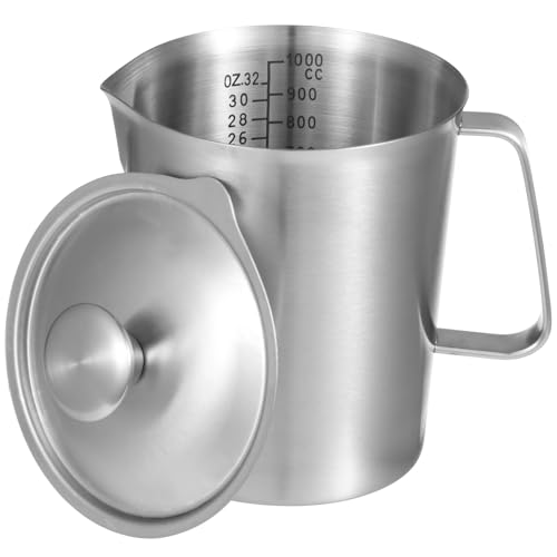 Jarra medidora de acero inoxidable 1 litro con tapa miniatura 1