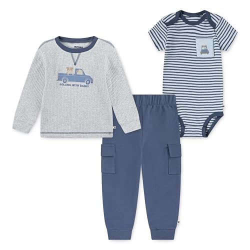 HUGGIES Bodysuit, Long Sleeve Top and Pants 3-Piece Outfit Set
