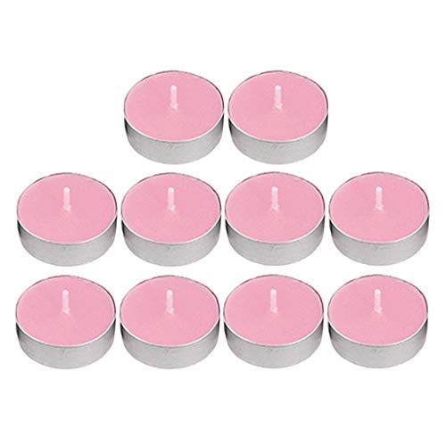 Lot de 10 bougies chauffe-plat rondes sans fumée pour fête d'anniversaire Rose 3,5 x 1 cm