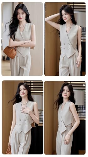 Women's 2 Piece Outfits Sleeveless Suit Vest and Pants Business Work Casual Blazer Matching Sets2
