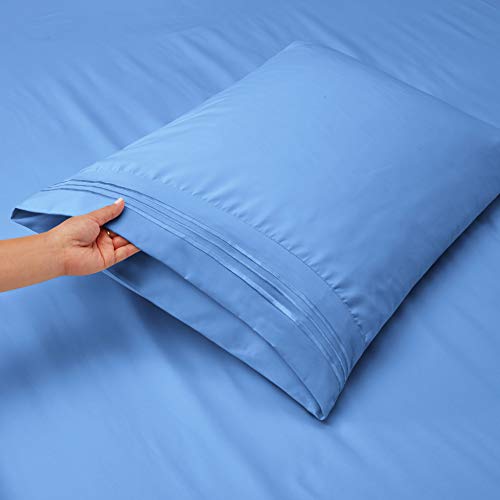 Image of Nestl Full Bed Sheet Set - Calm Blue - 4-Piece Deep Pocket | Instantly Soft, Night-One Ready (No Wash Required). Fits 16-Inch Deep Pockets, 360-Degree Elastic Grip