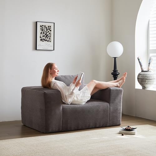 Swbvs Single Sofa Chair - Oversized Lounge Armchair,Singgle Couch Soft Foam Cushion, Cozy Reading Chair for Living Room & Bedroom for Living Room Bedroom,No Assembly,Grey