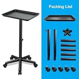FWOD BIBTO Schwarzes Salon-Tablett auf Rollen, Farbige Tabletts for Salon, Farbige Ablage Für Friseur-Tablett für Salon, Roll-Salon-Tablett, Verstellbares Salon-Tablett ..