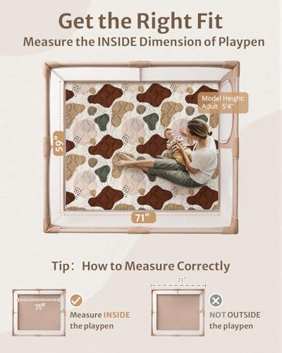 Image of Blissful Diary Baby Play Mats for Floor, 71x59 Inch Extra Thicker & Large Soft Cushioning Foam Playmats for Babies and Toddlers, Foldable Washable Baby Crawling Mat for Playpen, Boho Design