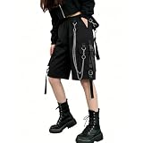 YINGWIN Short cargo ample punk hip-hop pour femme Short de travail gothique...