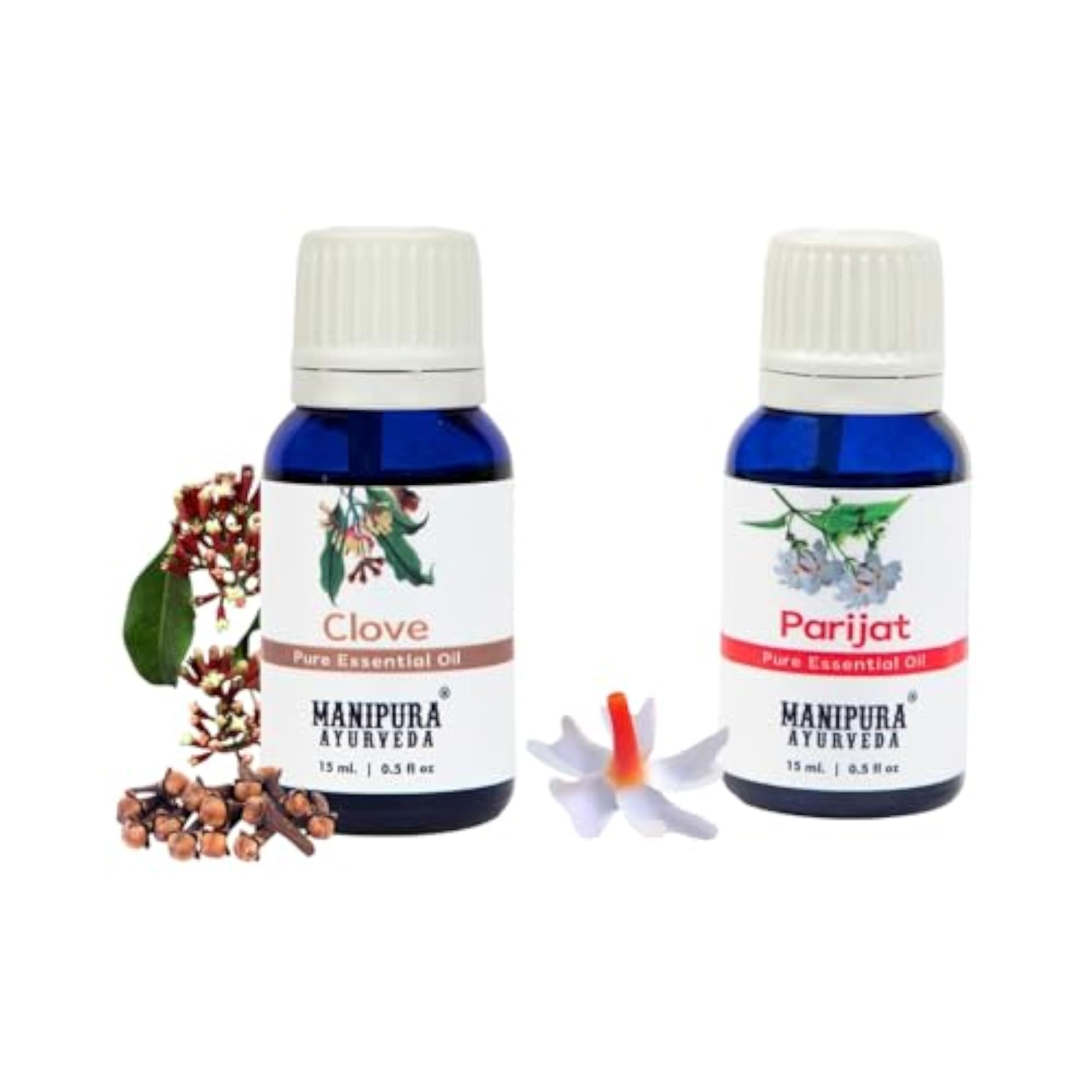 Clove & Parijat Essential Oil Combo Pack, 15 ml Each