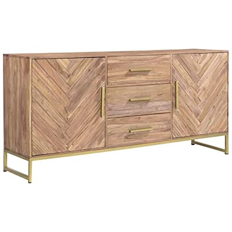 HOMELIV. Module Sideboard in Akazie Natur/Gold Cover