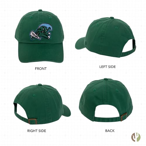 Tulane-University-Baseball-Hat-Green-Wave-Brimmed-Embroirderd-Hats-Cap-Adjustable-Cloth-Strap-Adult-Style-A