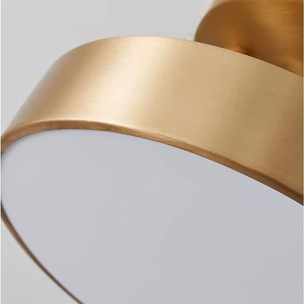 Vintage Round Brass Ceiling Light, Modern Acrylic LED Ceiling Lamp Three-Color Dimmable Close to Ceiling Lighting Fixture for Cloakroom Balcony Porch Hallway Entry Living Room(20cm)