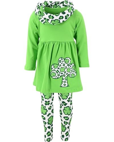 Image of Unique Baby Girls Kids Toddler 3pc Outfit Set Long Sleeve Lightweight Tunic Top Leggings and Scarf