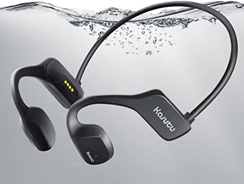 Kasutu Bone Conduction Headphones, Open-Ear Bluetooth 5.2 Headphones Built-in 8G Memory, IP68 Waterproof Sports MP3 Earphones with Mic for Swimming Running Hiking Cycling