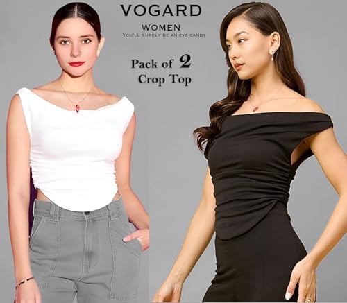 Image of VOGARD Women Stretchable Sleeveless Regular Fit Crop Top | Women Top (526-576)