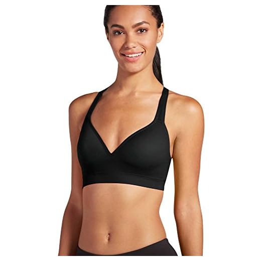 Jockey Women's Activewear Mid Impact Molded Cup Seamless Sports Bra, Black, L