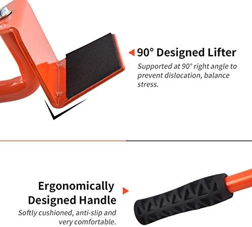 Ronlap 6-Inch Steel Tri-Dolly, 3 Wheels Furniture Moverââ‚¬â„¢s Dolly with Lifer, Heavy Furniture Moving Rollers Leg Dolly, Moving Triangle Dolly Swivel Caster, 130 Lbs Capacity Each Pack, 4 Pack, Orange