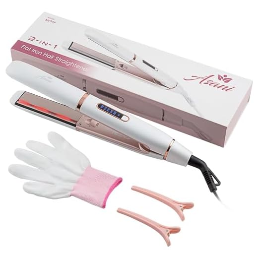 Flat Iron Hair Straightener and Curler 2 in 1 - Negative Ion Hair Straightener with Anti-Frizz Ceramic Coating - 5 Adjustable Heat Settings - Fast Heating Straightening Iron and Hair Curler