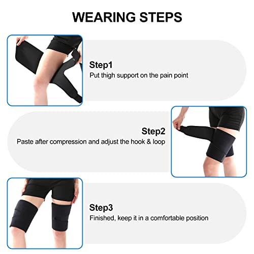 Supregear Thigh Wraps Support, Adjustable Compression Neoprene Thigh Sleeve Hamstring Quad Wrap Breathable Non-Slip Upper Leg Brace Leg Slimmer For Women Men Pulled Groin Muscle, Quadriceps, Black, M #TOP2
