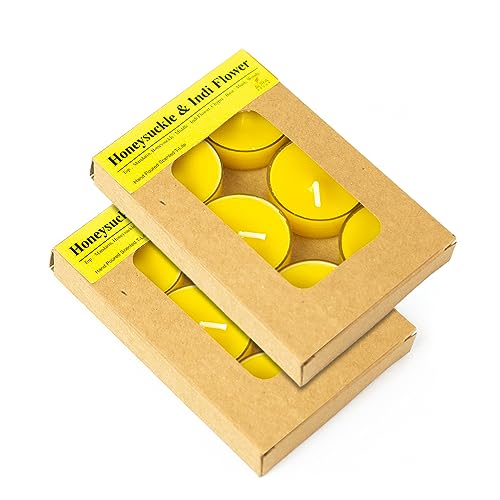 Image of AuraDecor Scented Soy Wax Acrylic Tealight Candle, Organic Luxury Aroma, Aromatic /Aromatherapy Candle || Long Lasting Burning Time (Pack of 1, Honeysuckle & Indi Flower)